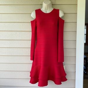 Shoshanna Christmas Red Cold Shoulder Dress